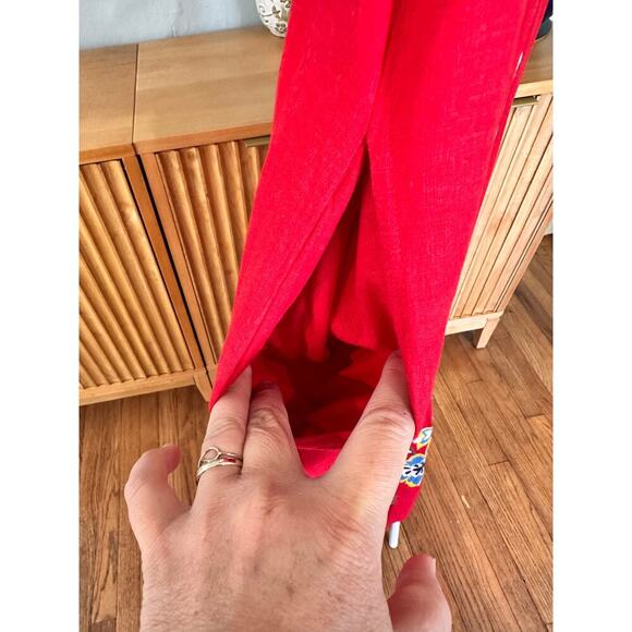 Farm Rio Embroidered Dress Square Neck Folklore Boho Linen Small Petite MINT! - Picture 7 of 13